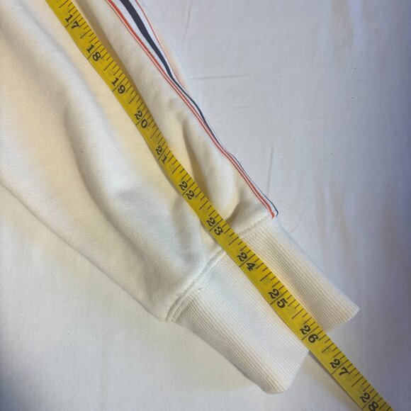 Lou & Grey White Pullover Sweatshirt with Striped Sleeves - Size S - Picture 9 of 10